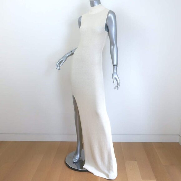 Aya Muse Berin Mock Neck Knit Maxi Dress Ivory Cotton-Blend Size Small NEW - Picture 2 of 7